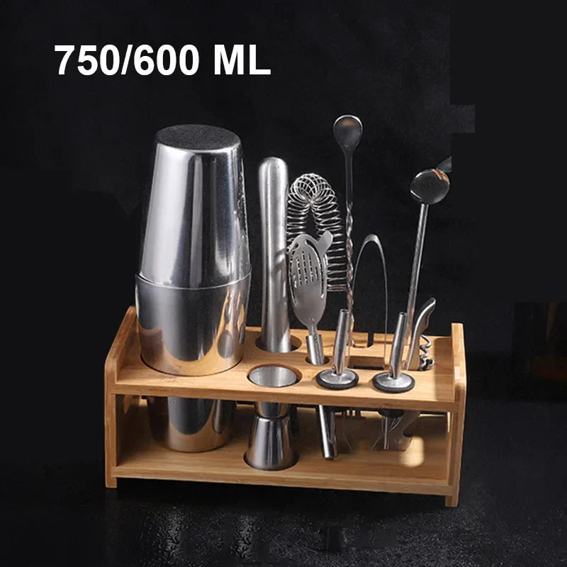 1/6/9/11pcs Boston Shaker Professional Stainless Steel Bartender Wine Cup Cocktail Mixer Martini Cocktail Shaker Bar Set