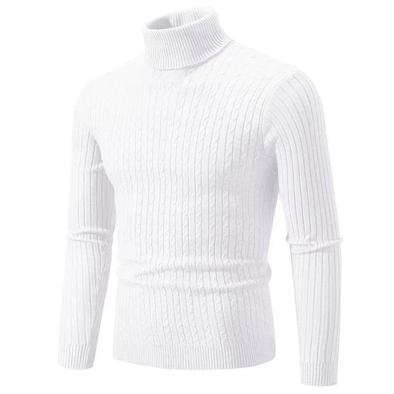 2025 neue männer High Neck Pullover Einfarbig Pullover Gestrickte Warme Casual Rollkragen Sweatware Woll Herren Winter Outdoor Tops