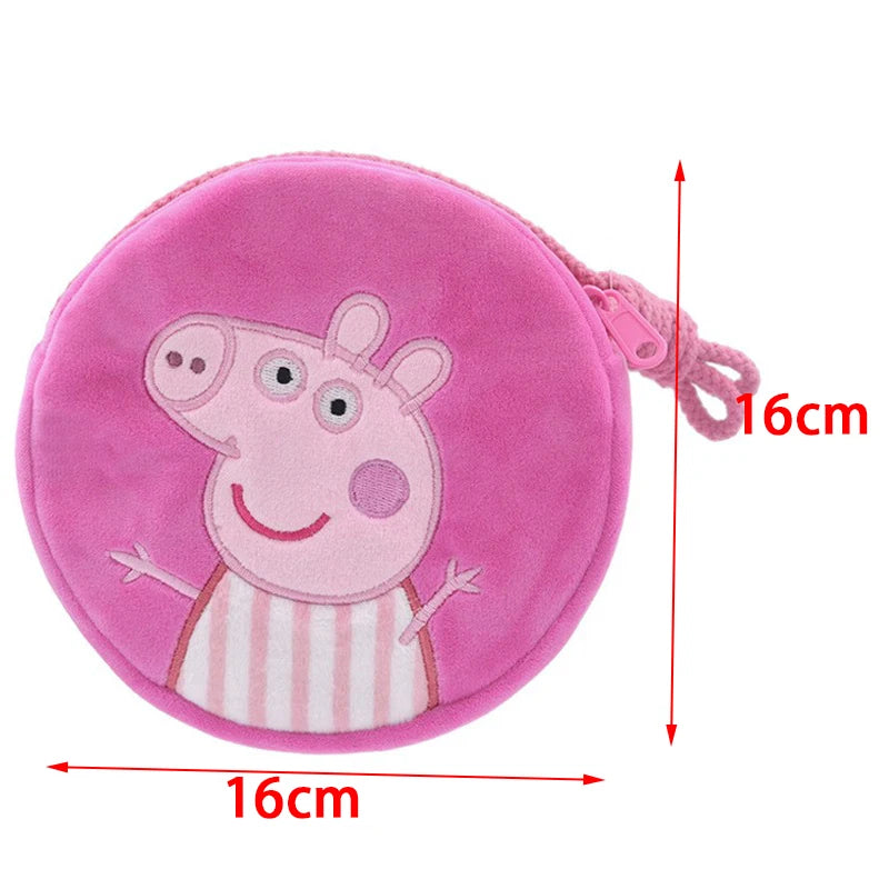 16cm/6.29in Peppa Pig Figure Plush Rounded Backpack Toys George Kindergarten Cartoon Shoulder Bag Coin Purse Children's Gift