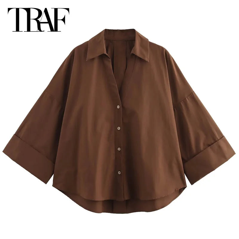 2025 Spring/Summer Trendy Women's Blouses - Long Sleeve V-neck Solid Color Shirts Fashionable Office Wear