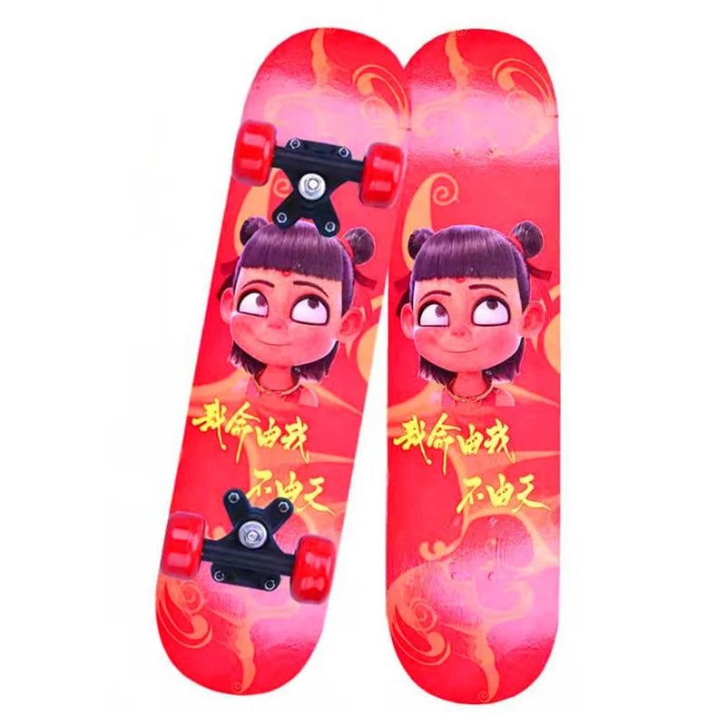 New Cartoon Four-wheel Skateboard Children Beginner Skateboards Maple Wood Deck Skate Board Outdoor Double Rocker Skateboard