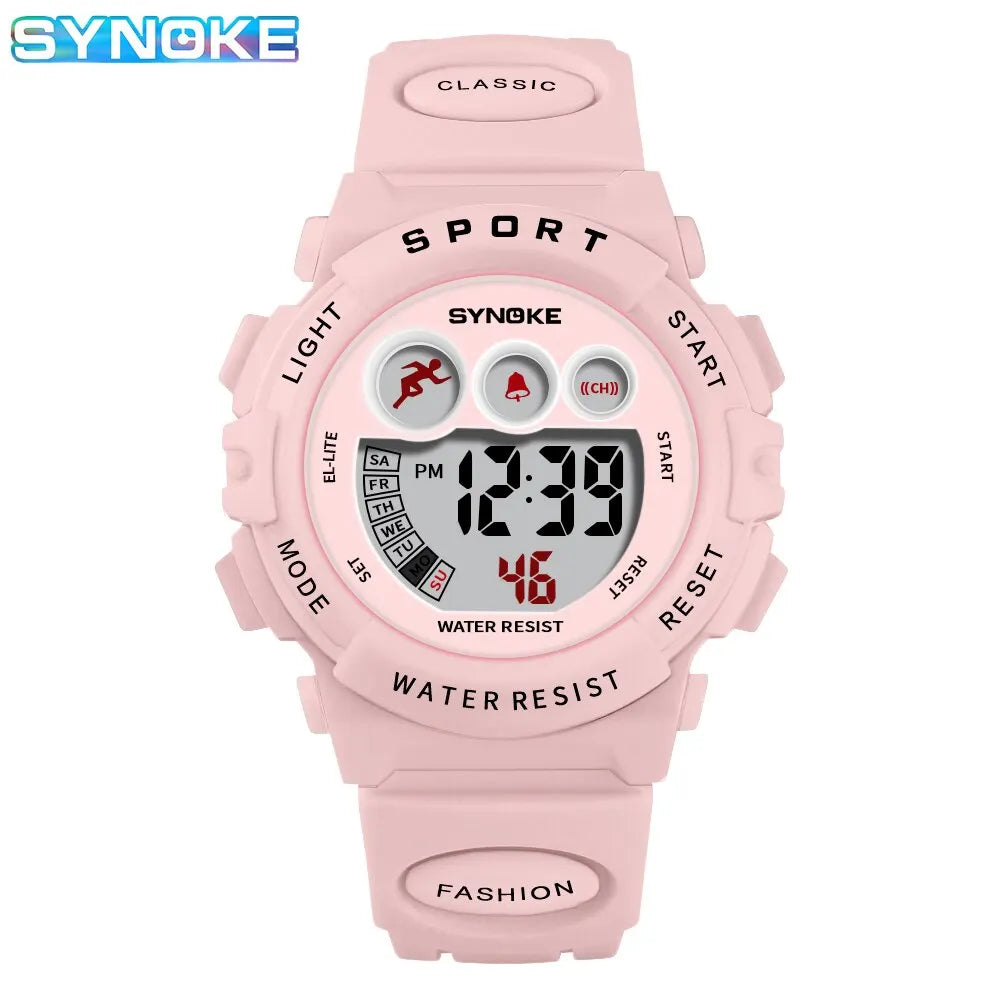 SYNOKE Student Sport Watches For Kids Colorful Electronic Watches Waterproof Clock Children Digital Watch For Boys Girls