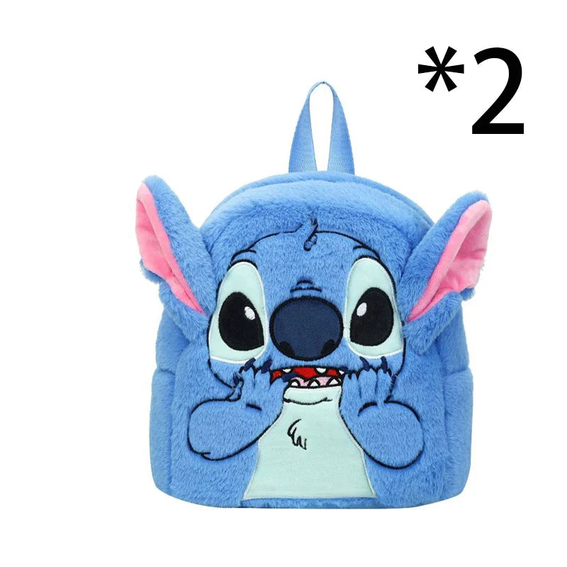 New Disney Plush Backpack Ins Japanese Blue Stitch Funny Cartoon Large-Capacity Student Backpack Kindergarten Bag Child Gift