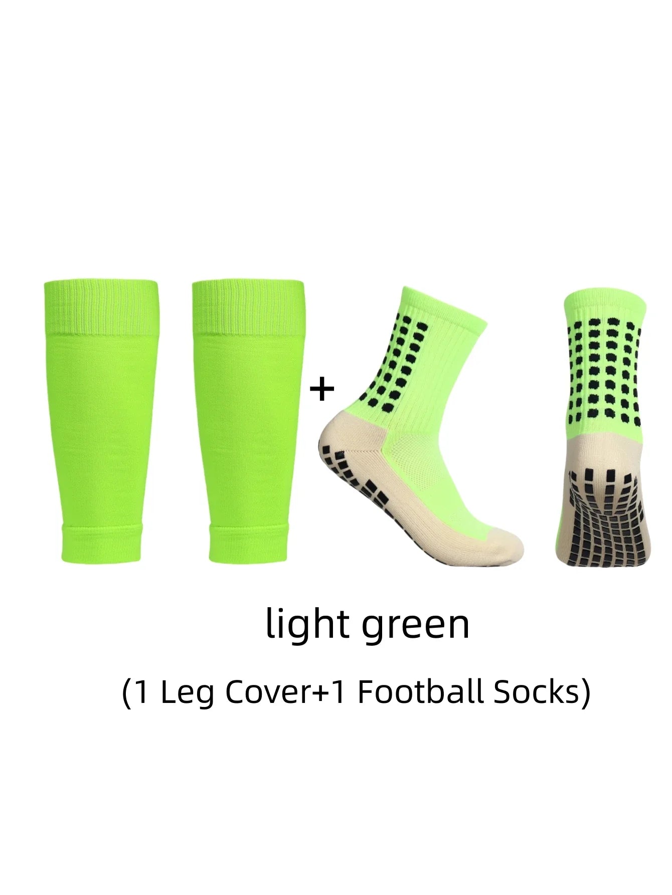 1 pair of combination classic glue point anti slip football socks and leg protection socks