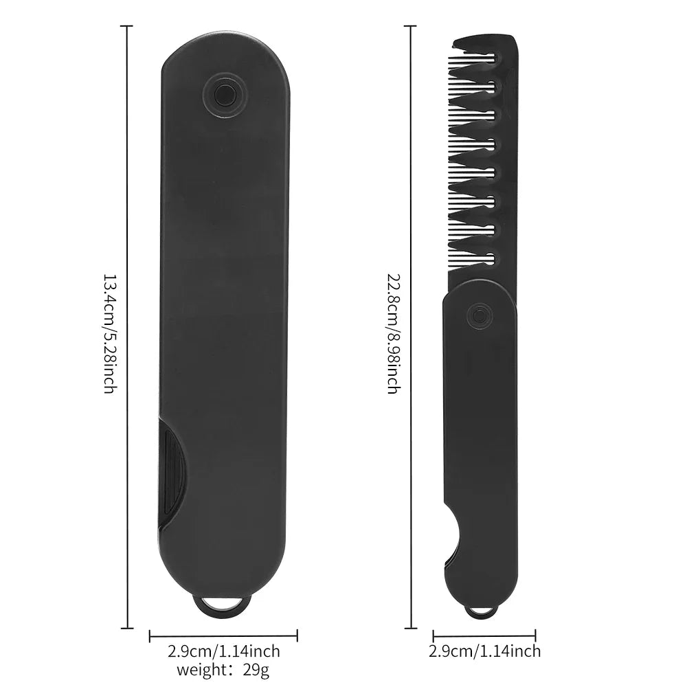Barber Hair Clipper Folding Combs Multifuncional Plastic Wide Tooth Oil Head Comb Beard Combing Two In One Styling Tools