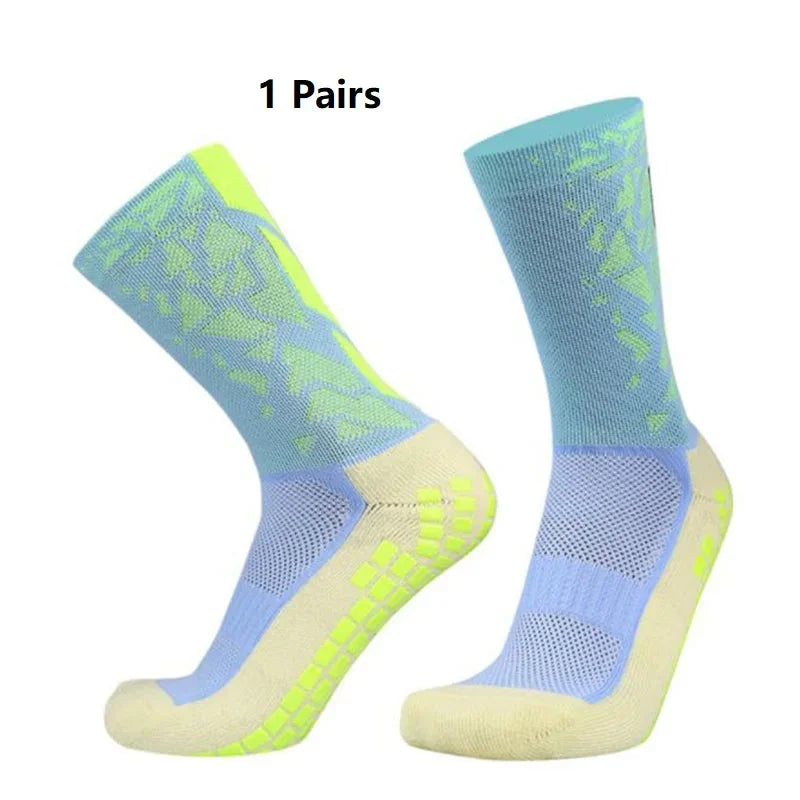 Professional Anti-slip Football Socks Men Women Non-slip Soccer Basketball Tennis Sport Socks Grip Cycling Riding Socks 1 Pair