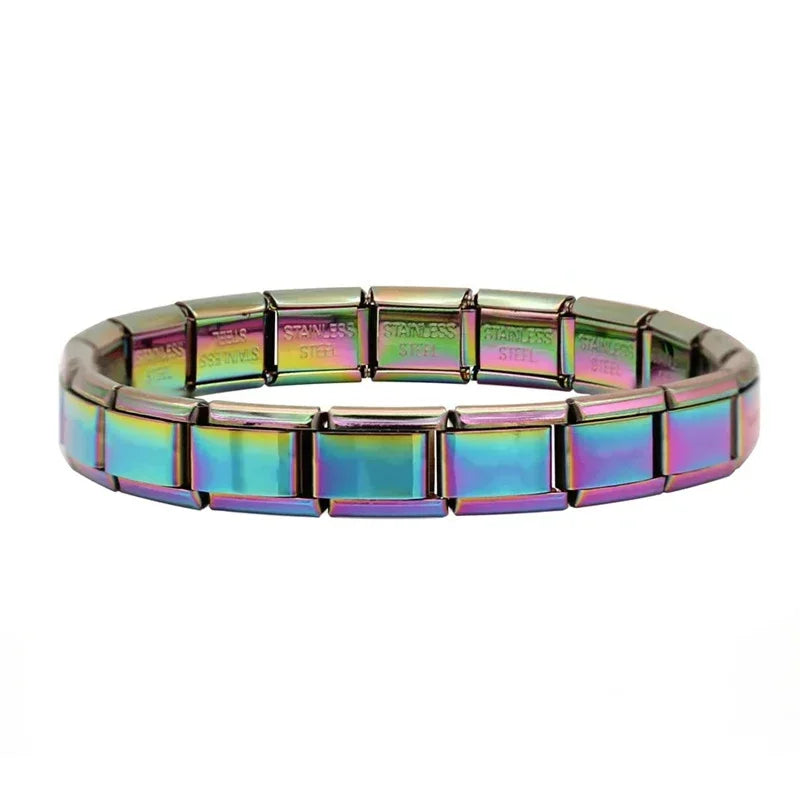 Hapiship 2024 Women's Jewelry 9mm Width Itanlian Elastic Star Heart Butterfly Charm Bracelet Fashion Stainless Steel Bangle ST-