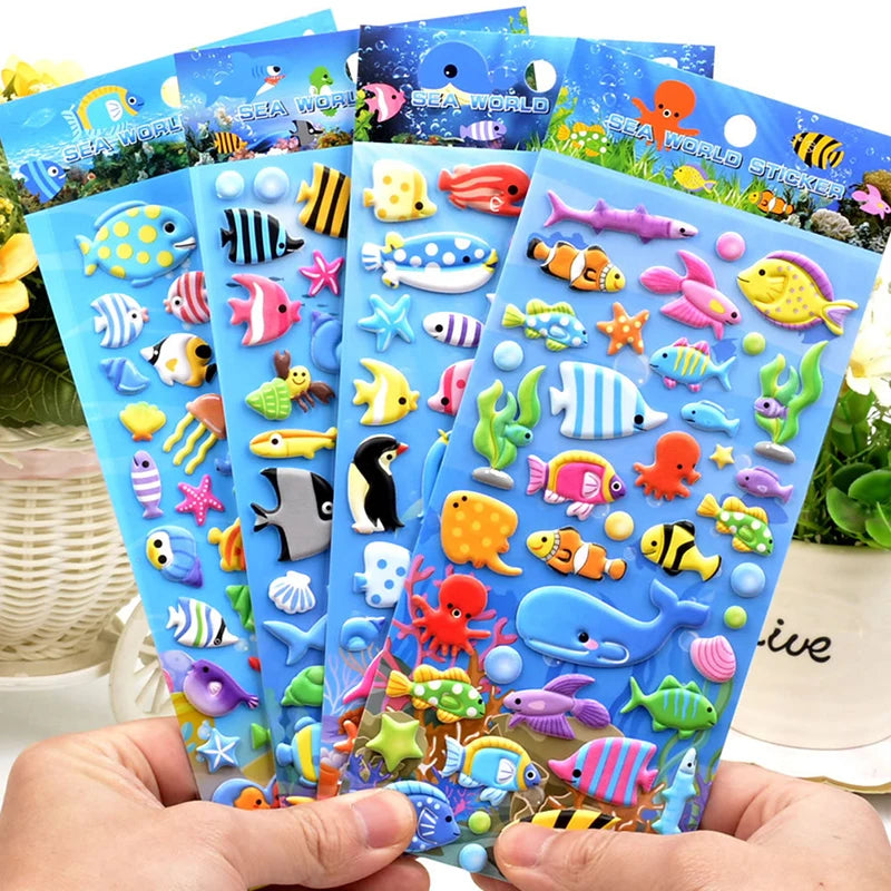 1Sheets Christmas 3D Puffy Bulk Stickers Cartoon Santa Claus Sticker DIY Scrapbook Decoration Funny Kids Classic Toy Gift random