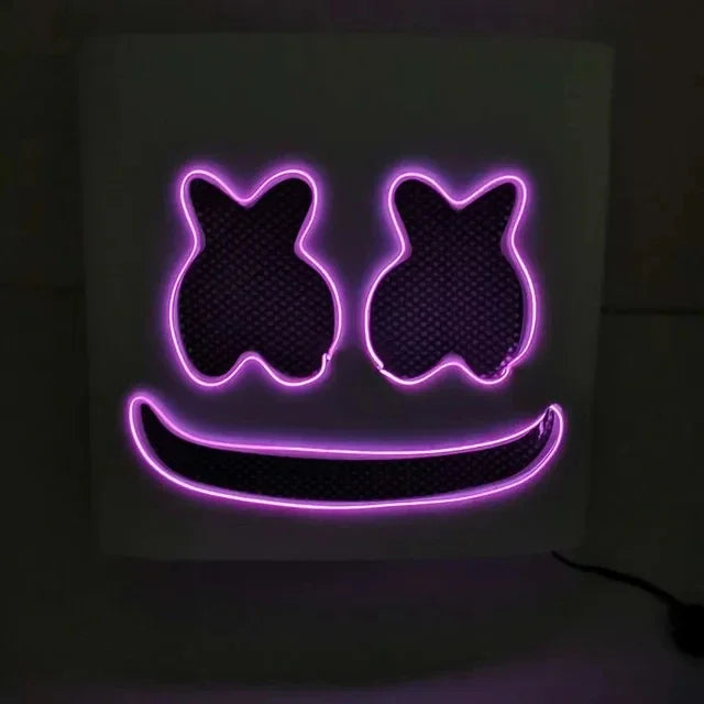 Halloween LED DJ Mask Lifelike Marshmello Mask Breathable Helmet Mask Durable Carnival Festival Halloween Party Props Cosplay