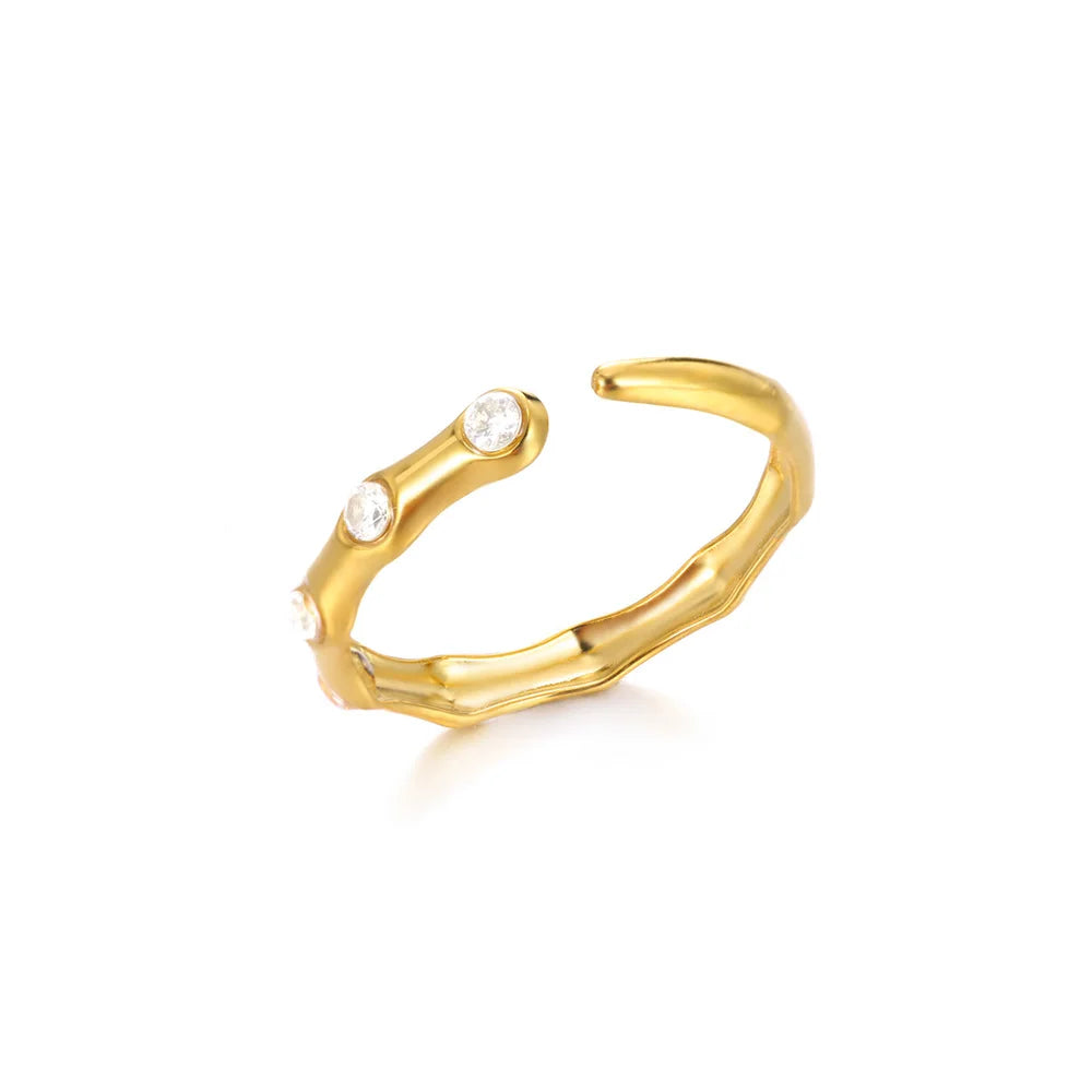 Colorful Zircon Rings For Women Gold Color Stainless Steel Colored Cubic Zirconia Ring Luxury Fashion Wedding Party Jewelry Gift