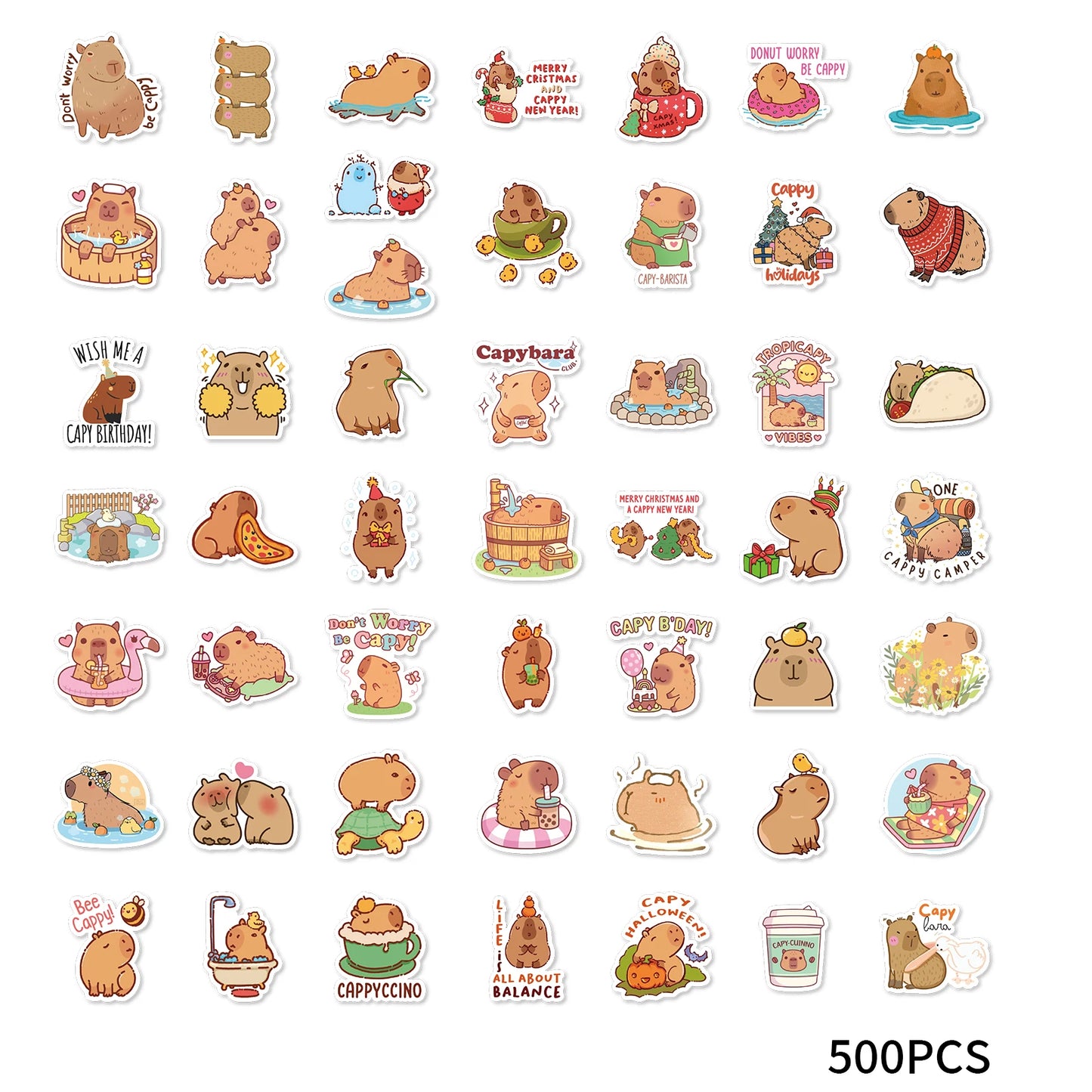 50pcs of Different Capibala Cartoon Graffiti Stickers DIY Decorated Laptop Suitcase Guitar Classic Toy Waterproof PVC Decals