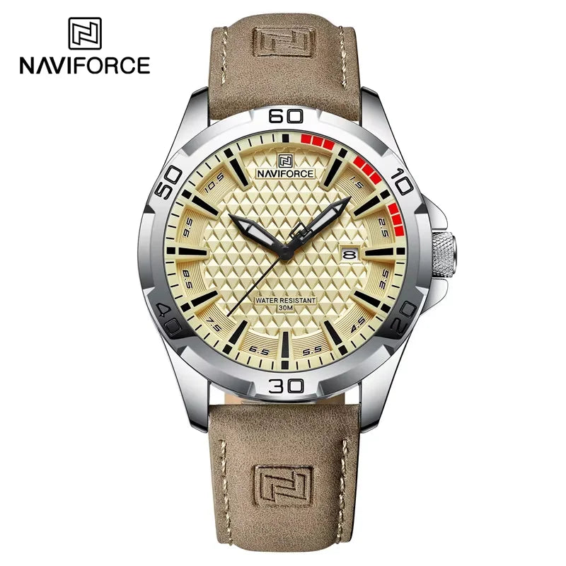 NAVIFORCE Brand Men Fashion Quartz Watches Male Leather Strap Sport Waterproof Wristwatches CalendarClock Relogio Masculino
