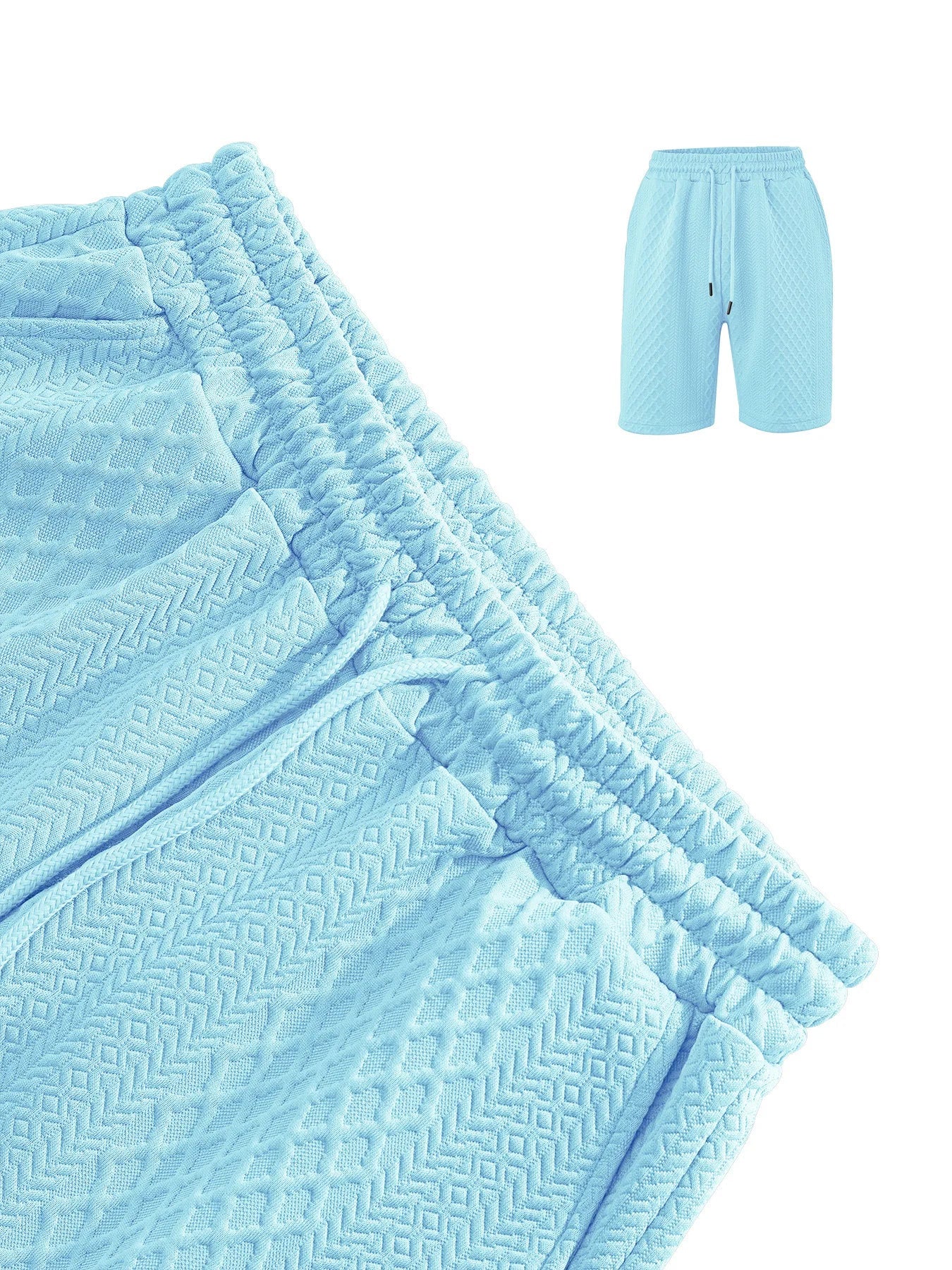 2025 Summer New Men's Casual Sportswear Polo Shirt With A Lapel, Men's Short-sleeved Shirt And Shorts, Jacquard Texture Suit