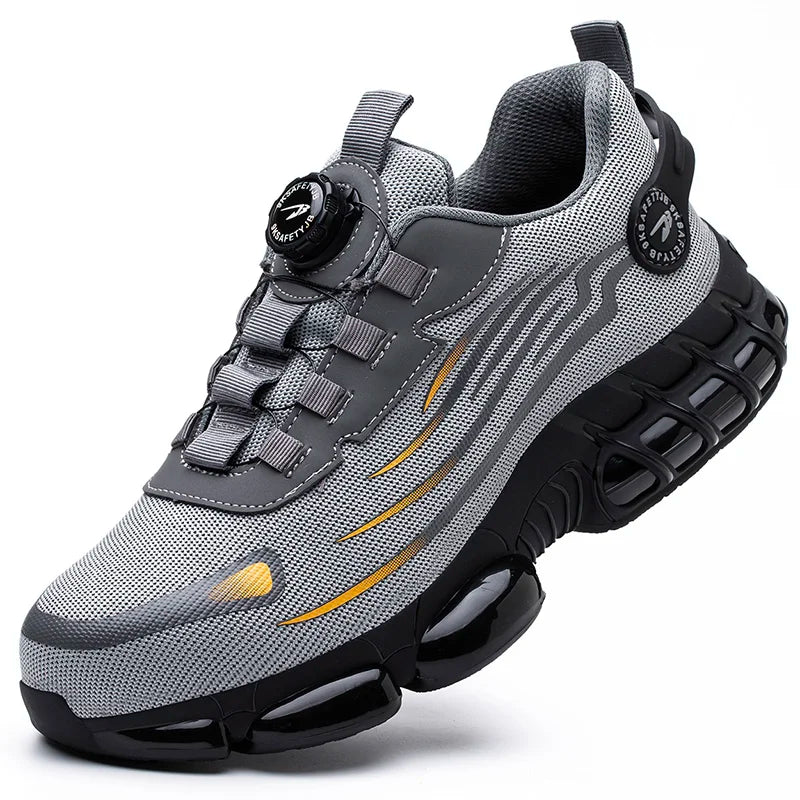 Men Rotating Button Safety Shoes Steel Toe Work Sneakers Indestructible Shoes Puncture-Proof Work Boots Air Cushion Safety Shoes