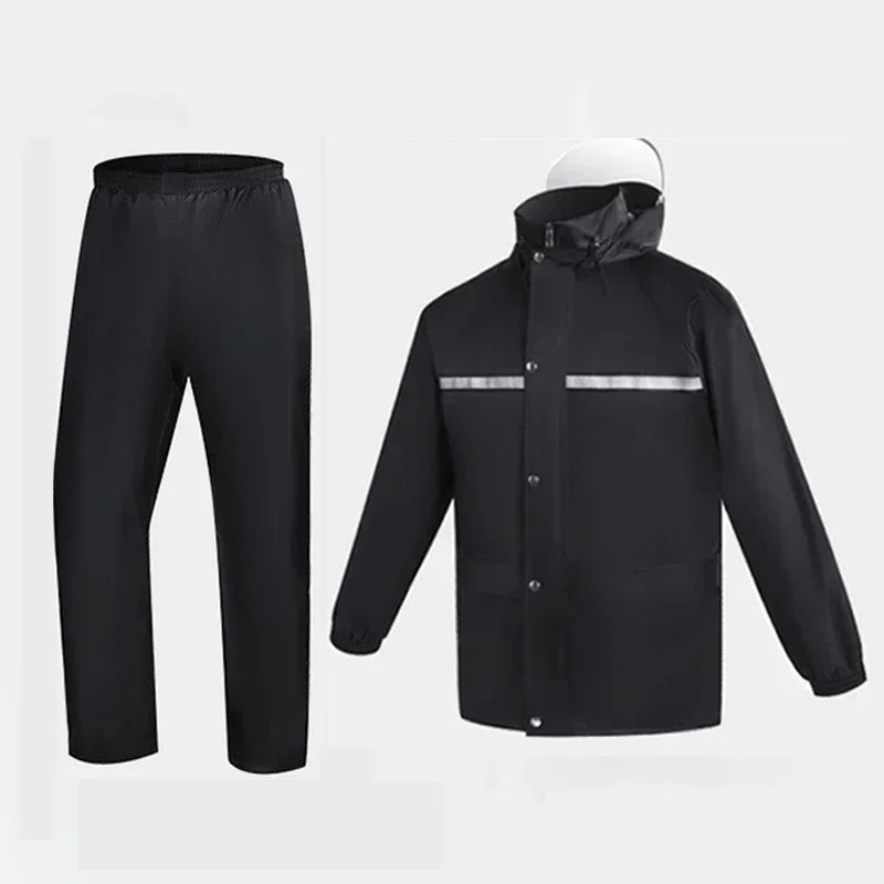 Reflective Split Rain Suit - Full Body Storm Protection for E-Bike/Motorcycle Delivery Riding
