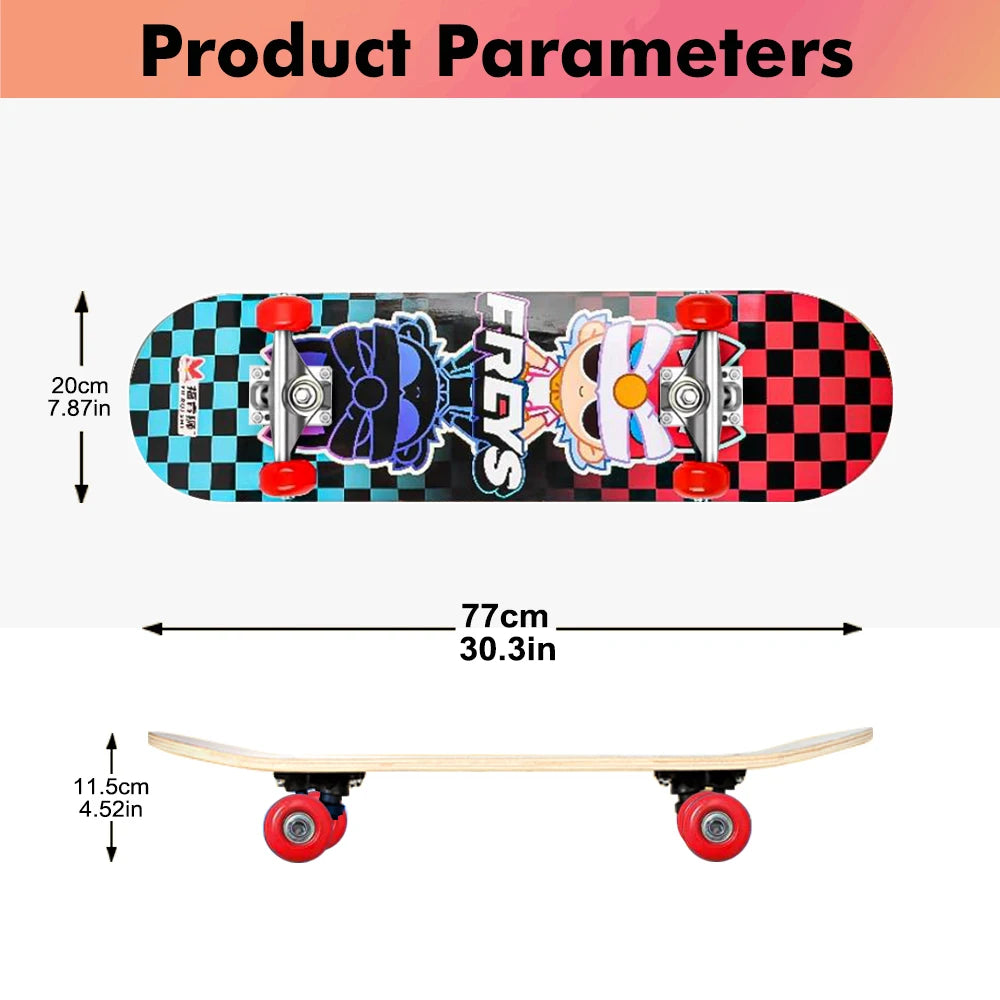 7-Layer High-quality Wood Deck Double Kick Standard Skateboards For kid 30 inch Skateboard Double Kick Skate Board£¬Teen£¬Beginner