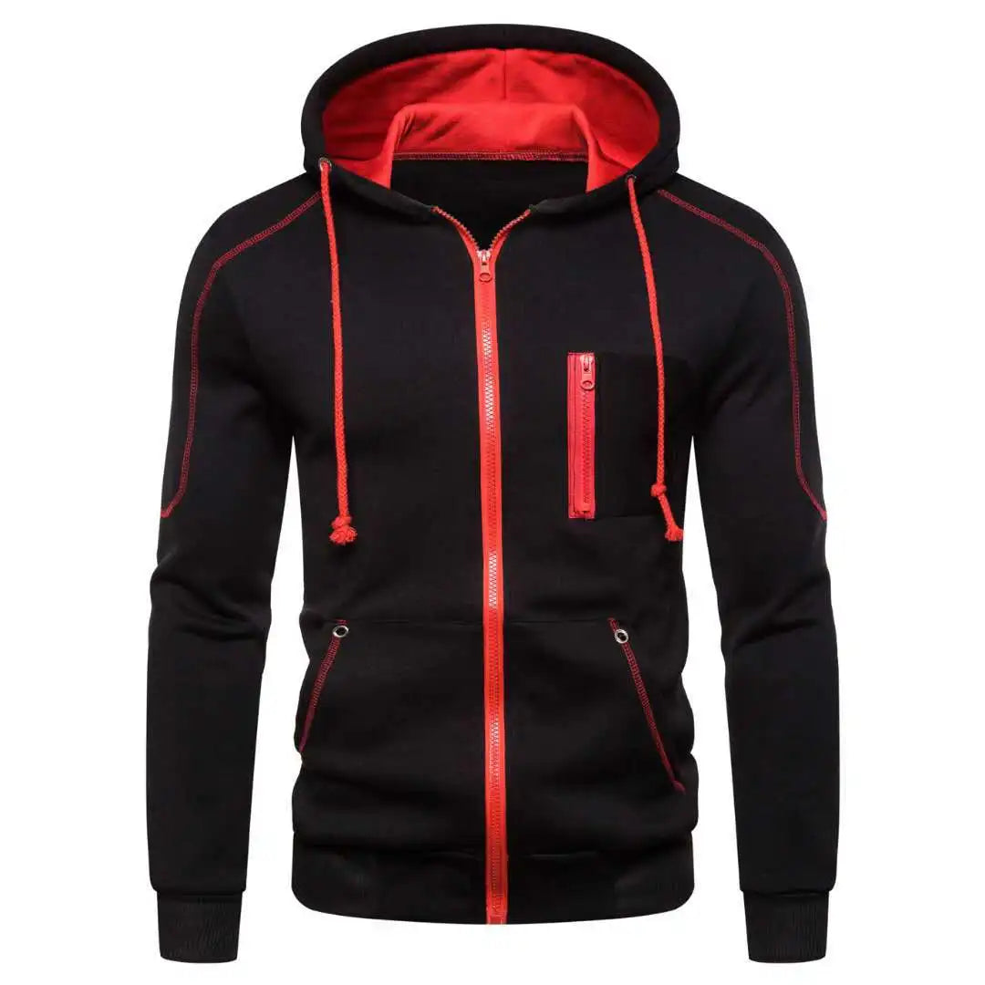 Men's Casual Sports Zipper Hoodie Coat Solid Color Cardigan Sweatshirt for Men Clothing Sportswear Slim Fit Casual Jacket