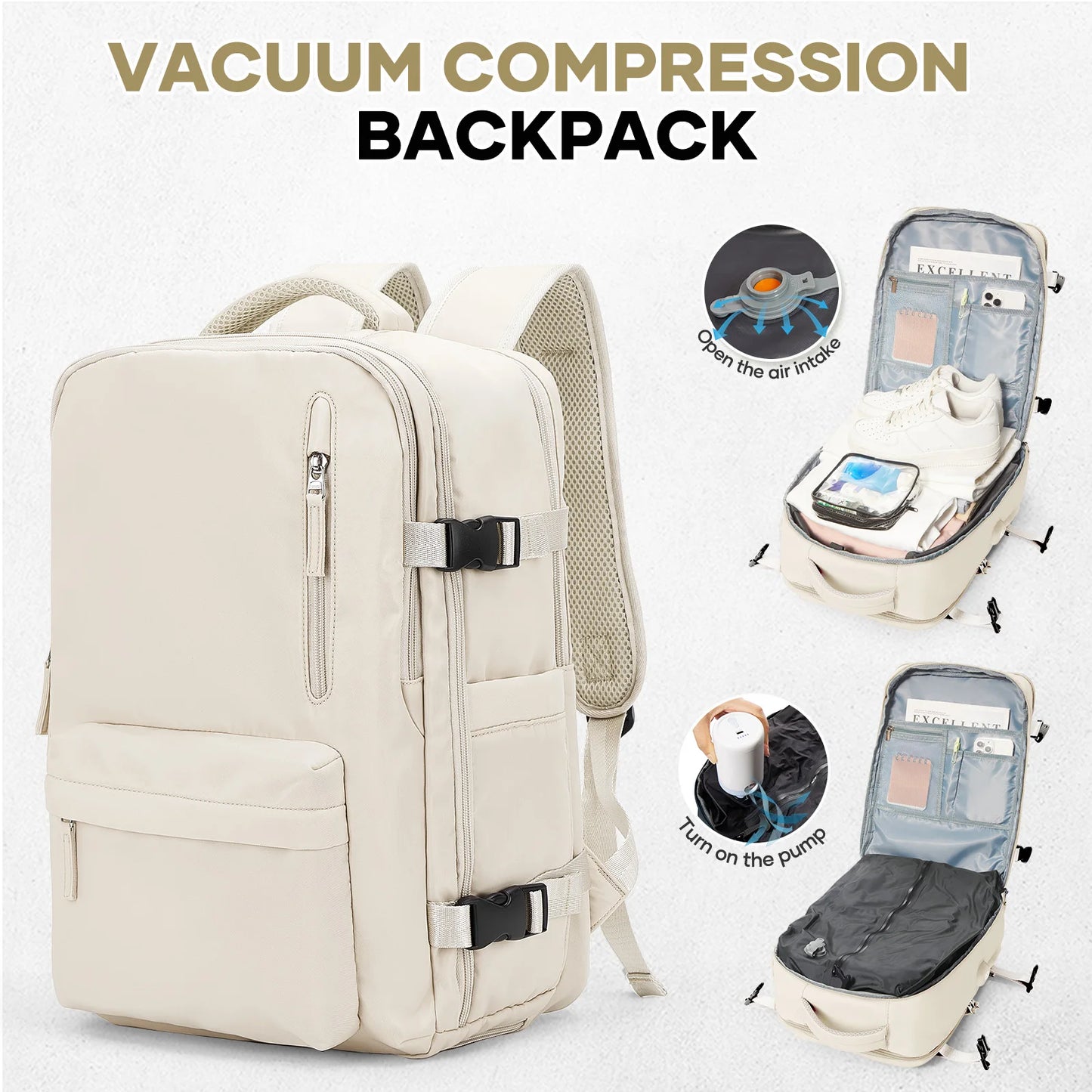 Vacuum Compression Travel Backpack - Large Capacity Foldable Hiking Bag Lightweight Laptop Bag,Essential Outdoor Travel Backpack