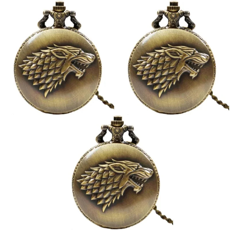 Personalized creative l Wolf Head three-dimensional carved pocket watch FOB Watch for men's Arabic numerals display quartz penda