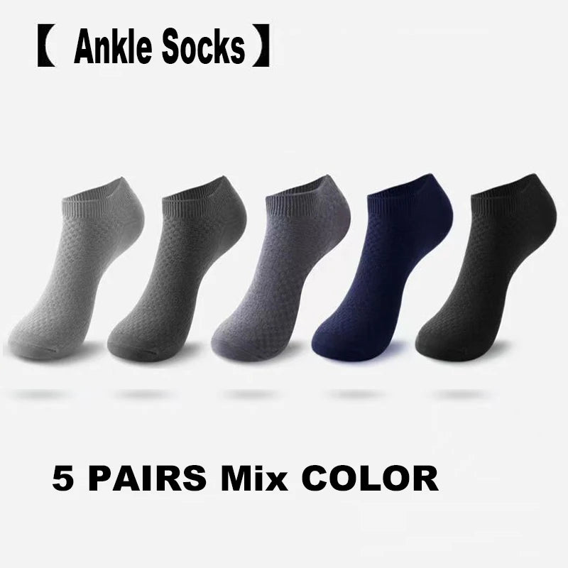5/10 Pairs Men Socks Bamboo Fiber Short Ankle Socks Spring Summer Autumn Winter Business Breathable Male Long Sock Meias Man Sox