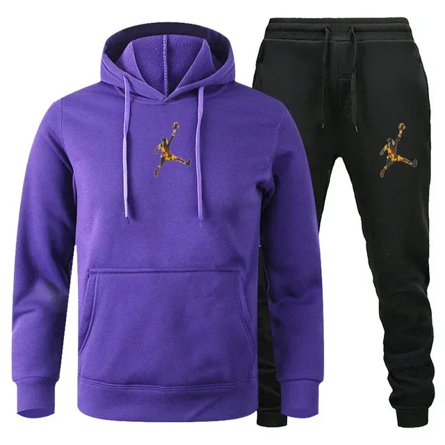 2025 Autumn/Winter Men's jogging Fitness sportswear Set: Fashionable long-sleeved sweatshirt + casual pants 2-piece set