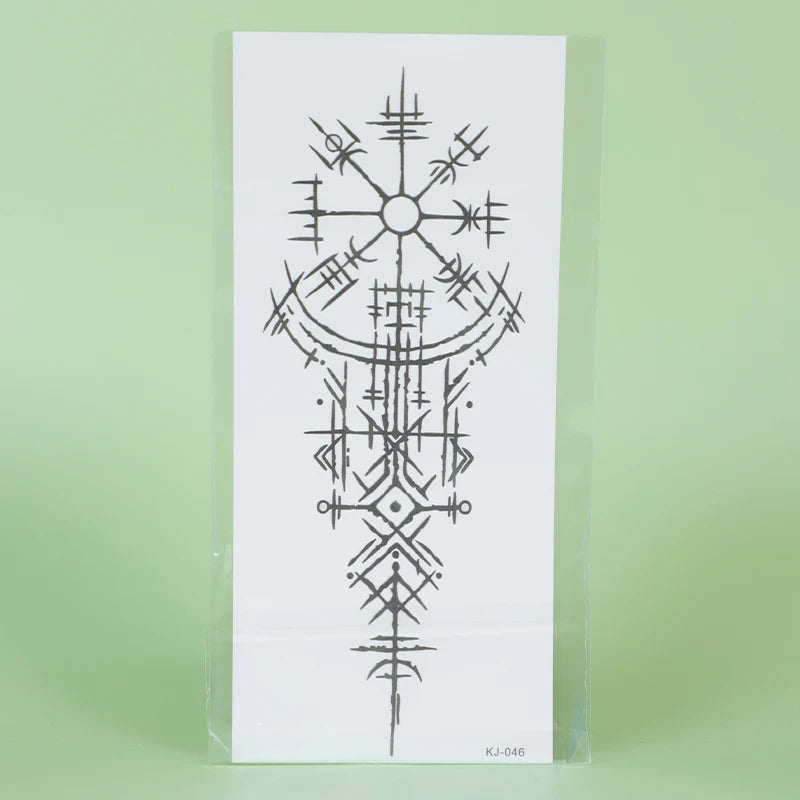 1Pc Viking Runes Geometric Waterproof Temporary Tattoo Stickers, Long-lasting Waterproof for One to Two Weeks, For Arm, Leg.