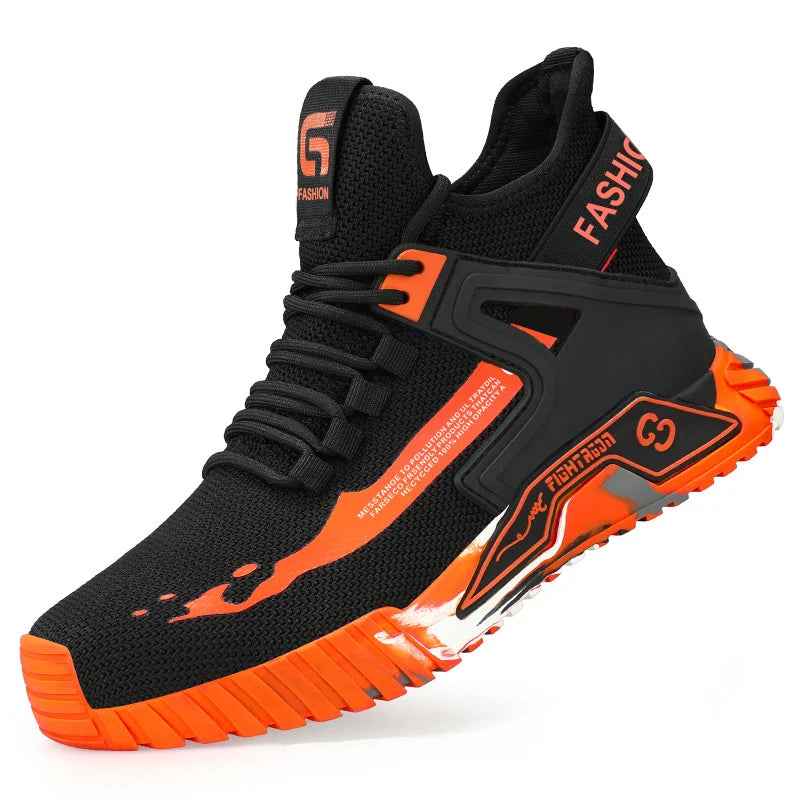 Steel Toe Anti-smash Anti-Puncture Safety Shoes Men Lightweight Slip Resistant Work Shoes Comfortable Breathable Work Boots Men
