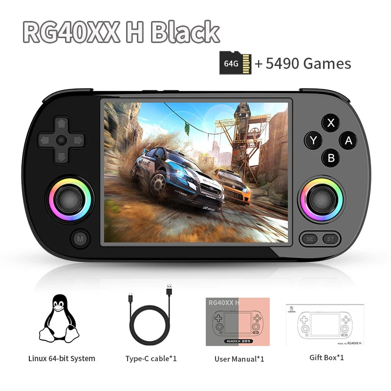 ANBERNIC RG40XX H Handheld Game Console Linux 64-bit System 4.0 inch IPS 3200mAh Retro Video Gaming Console 64G 5000+ Games Gift
