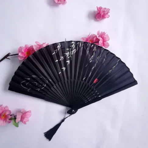 1Pcs Folding Hand Fan with , Chinese Retro Style Birthday Gift for Dance Performance, Decoration