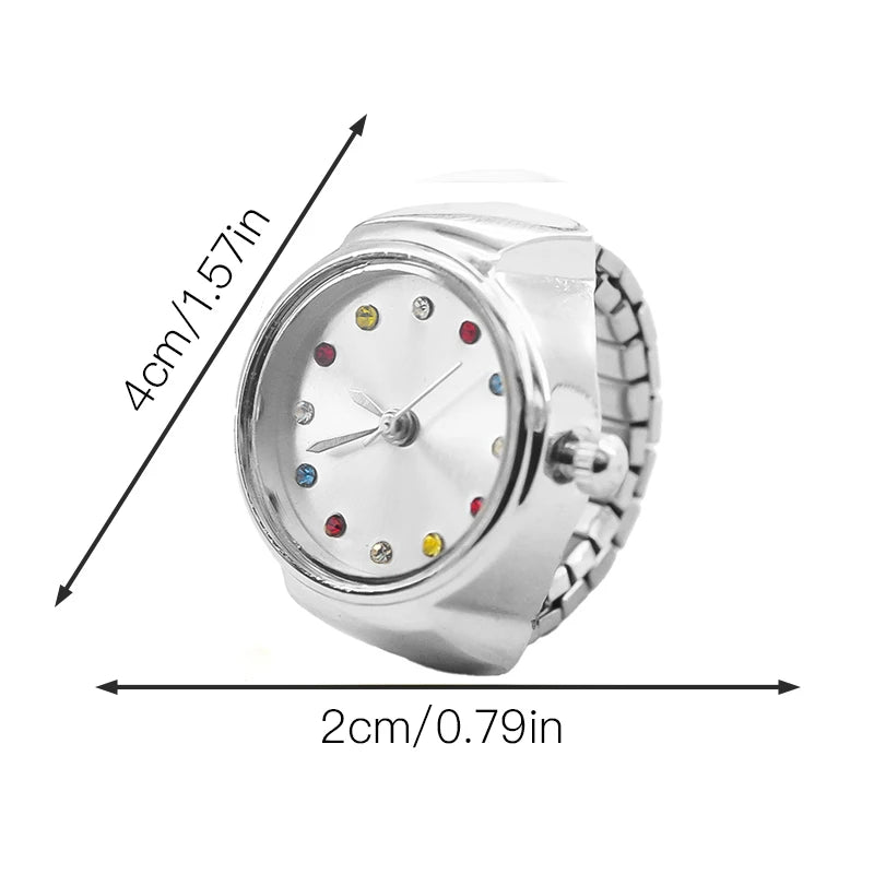 New Hot Sales Creative Diamond-Set Ring Watches With Alloy Cases, Finger Round Dials For Couples And Men