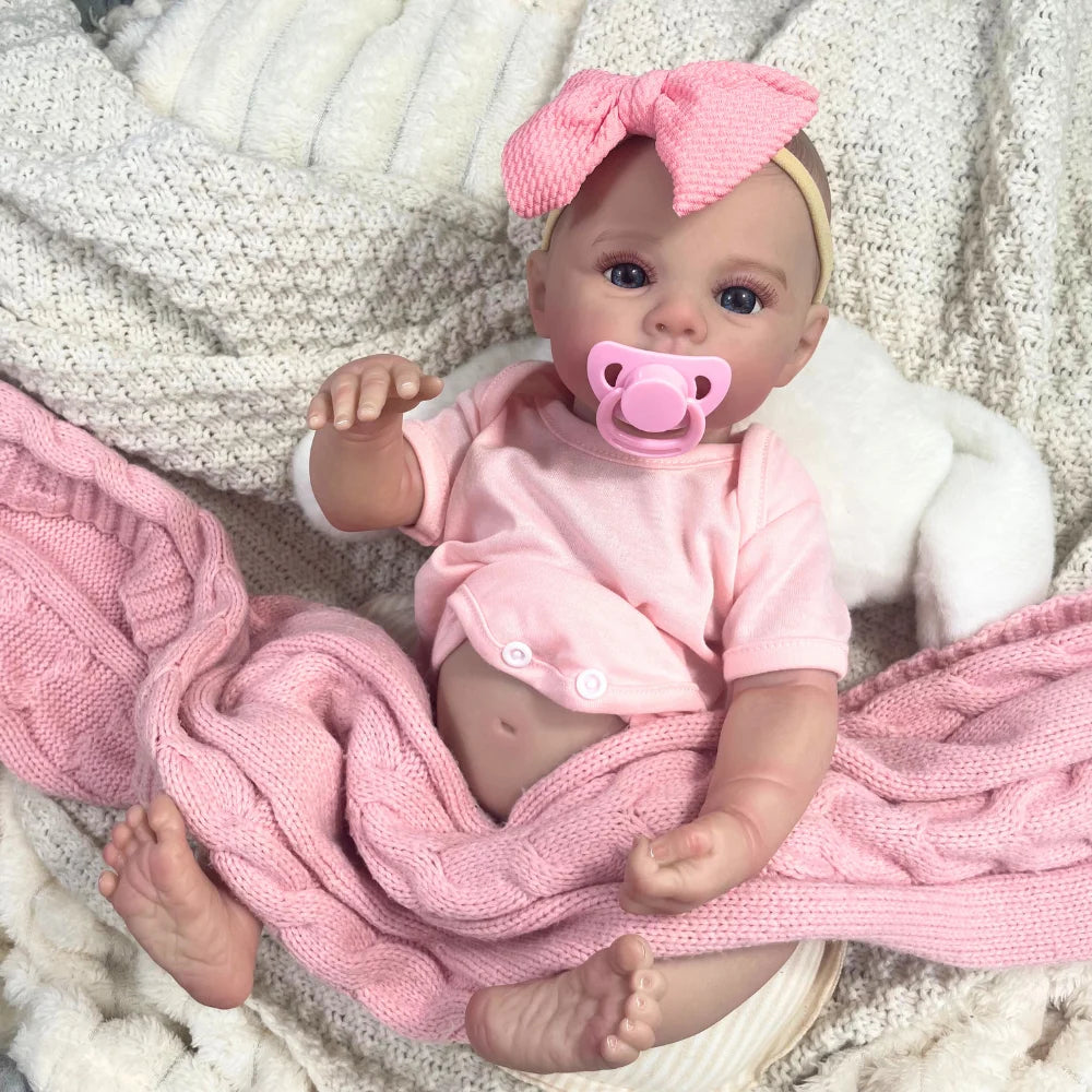 18inch Reborn Baby Doll Meadow Girl Full Vinyl Body 100% handmade 3D Skin Collectible Art Doll Toy Birthday Christmas Gift