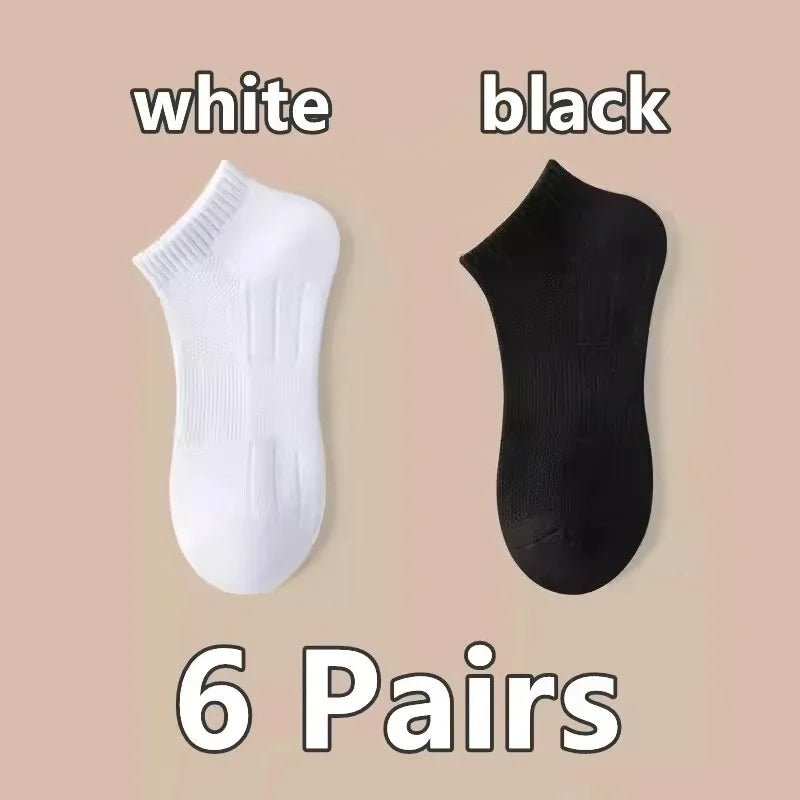 6 Pairs Moisture Wicking Sports Socks with Cushioned Bottoms Perfect for Running and Professional Sports