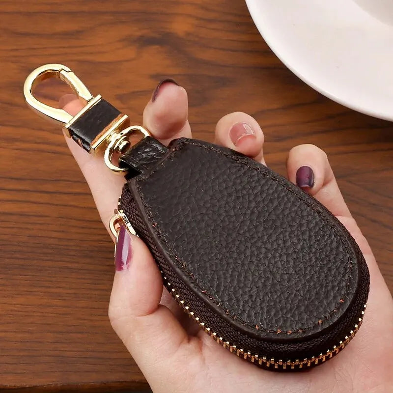 1PCS Leather Zipper Key Wallet Keychain Multifunctional Mini Purse Key Holder Case