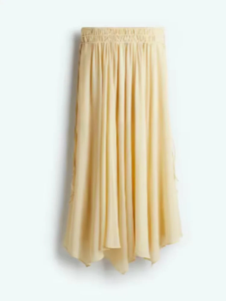 Solid Ruffles Full Sleeve Chiffon Shirt Women Casual V Neck Long Sleeves High Street Blouses 2025 Spring Summer Loose New Tops