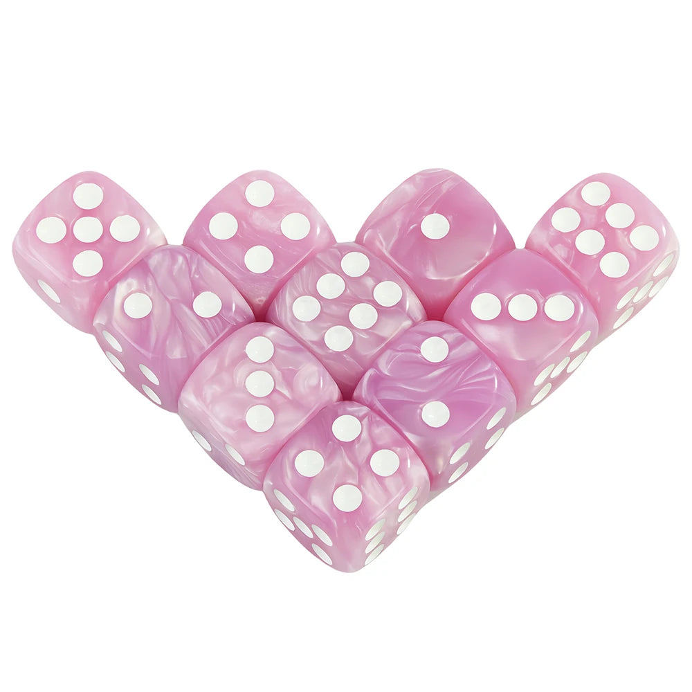 16MM Round Corner Game Dice Set 6-Sided Marble Acrylic Dices for Tabletop Game Gambling Entertainment Party