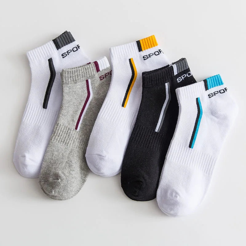 5 pairs of running men's socks, breathable, professional sports, sweat-absorbent, casual and comfortable socks