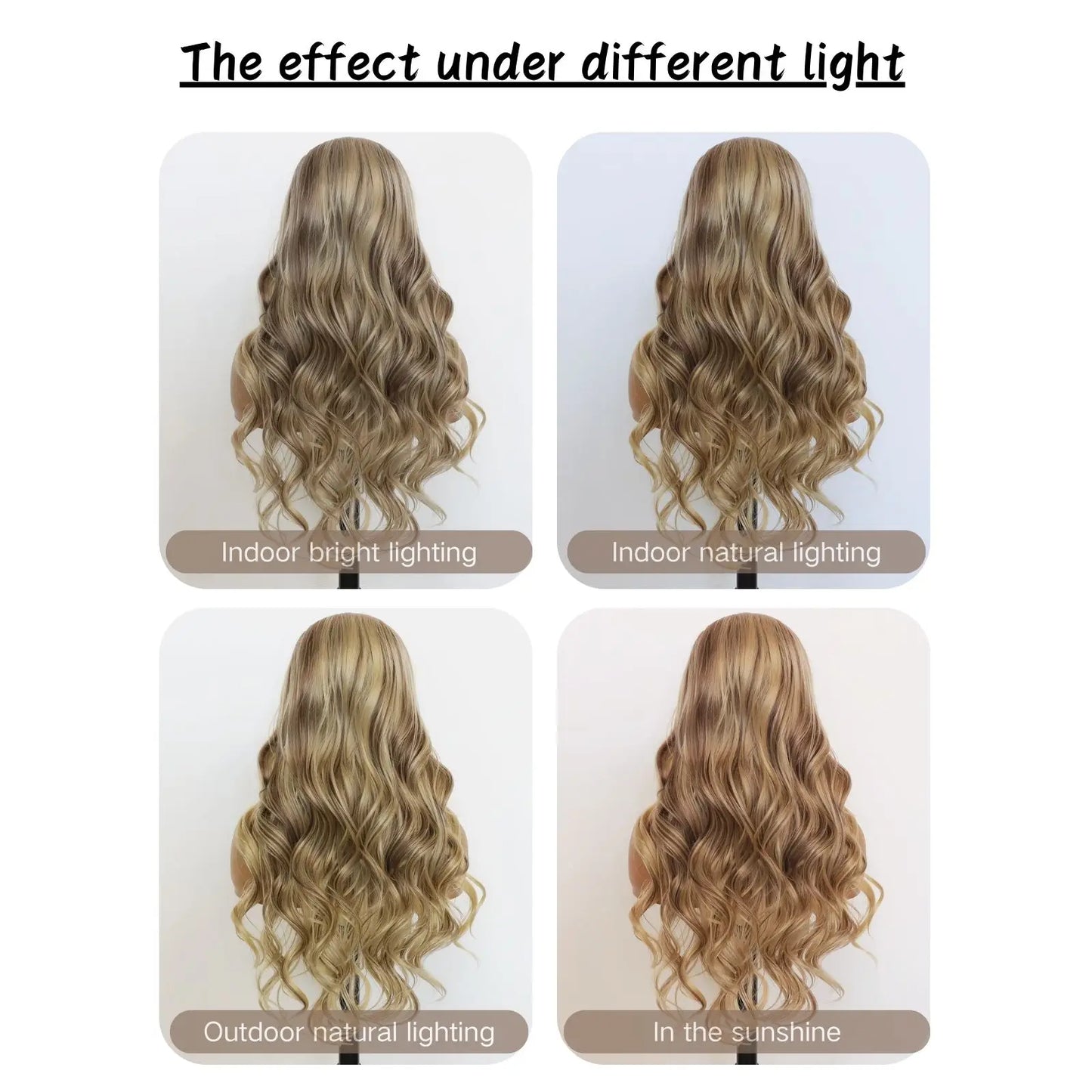 Blonde Highlight Lace Front Wig Long Wavy Ombre Brown Blonde 13x4 Synthetic Lace Front Wigs for Women 24 Inches
