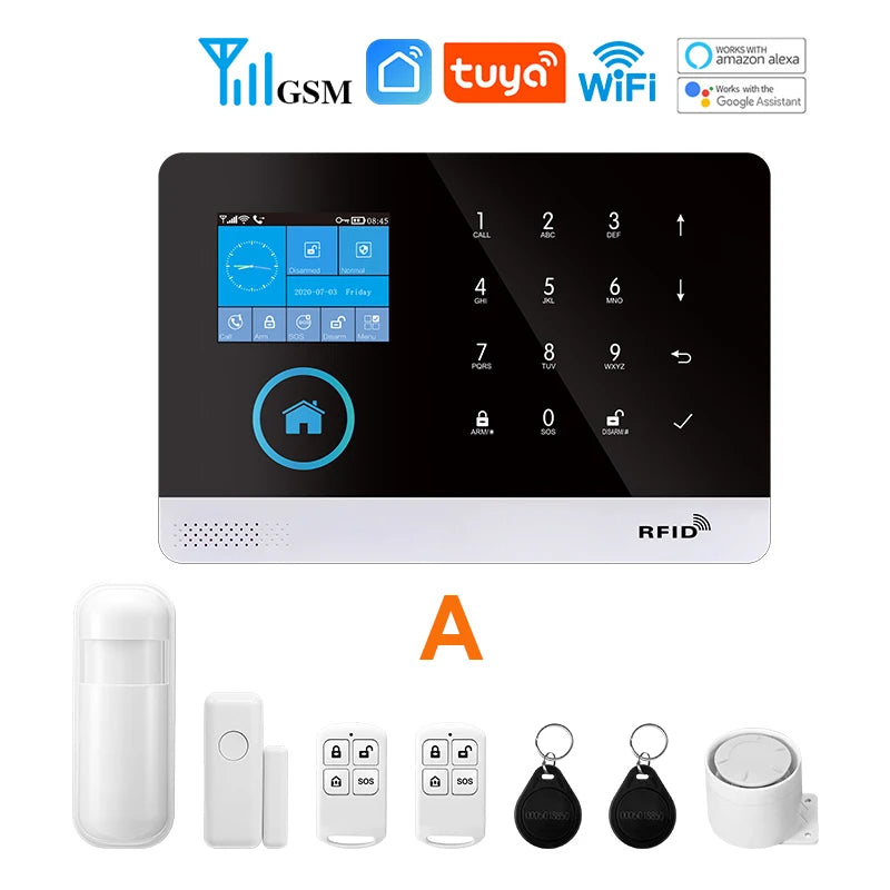 MULO Alarm System For Home Burglar Security 433MHz GSM Home alarm Wireless PG103 WiFi Alarma Tuya Smart App Work With Alexa