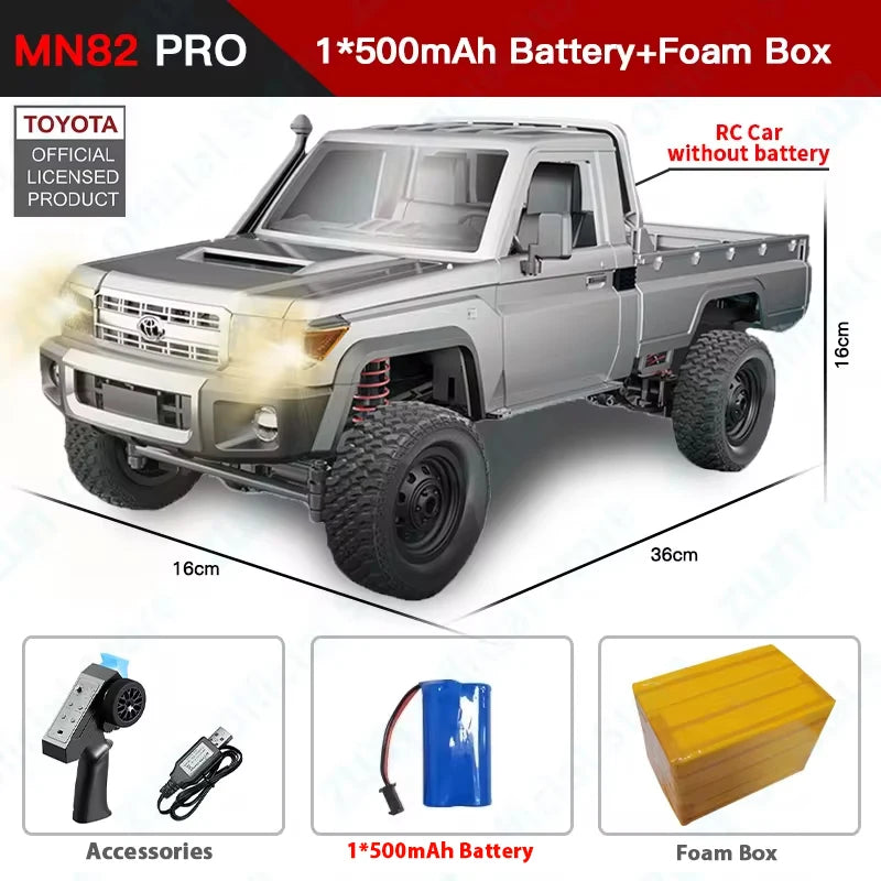ZWN 1:12 Full Scale RC CAR MN82 Upgraded MN82 PRO Controllable Headlights 2.4G 4WD Off-Road Car Pick Up Truck Toy for Kids Gifts