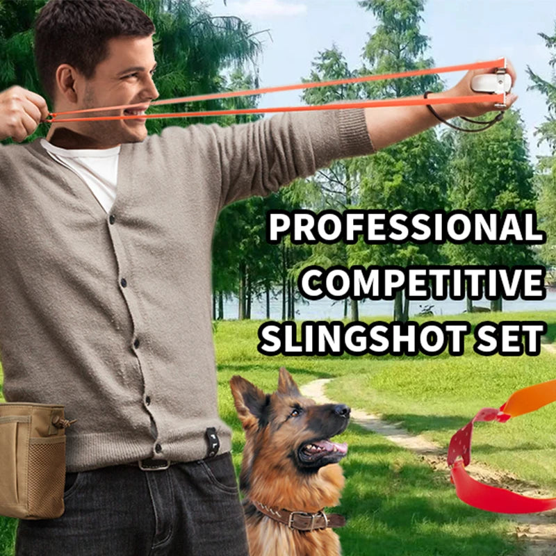 Metal Aiming Slingshot Flat Rubber Band Professional Competitive Slingsshot Outdoor Hunting and Shooting Accessories Package