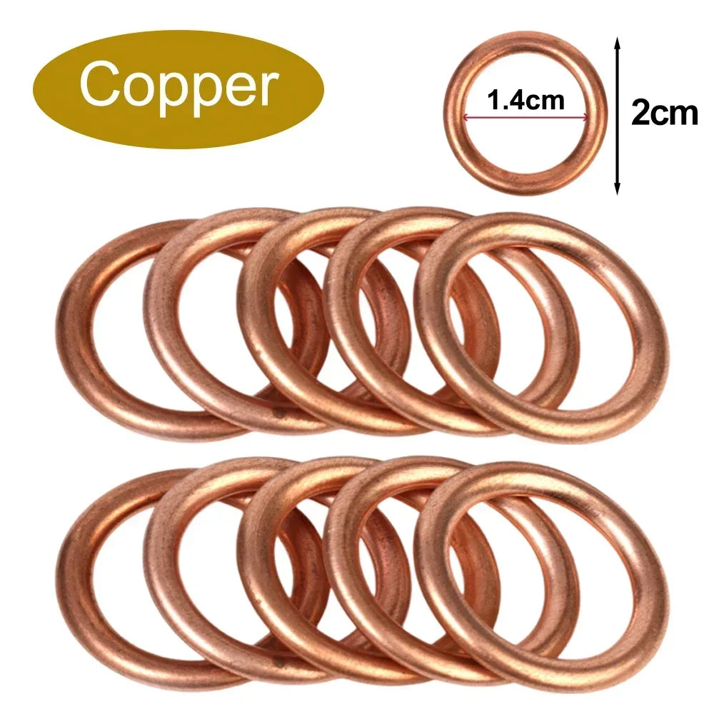 Oil Drain Plug Gasket Aluminum/Copper Crush Washer N0138157 for VW Audi Passat B5/B6 Golf 7/6 Tiguan A3 A4 Q5 Q7 Leak-Proof Seal