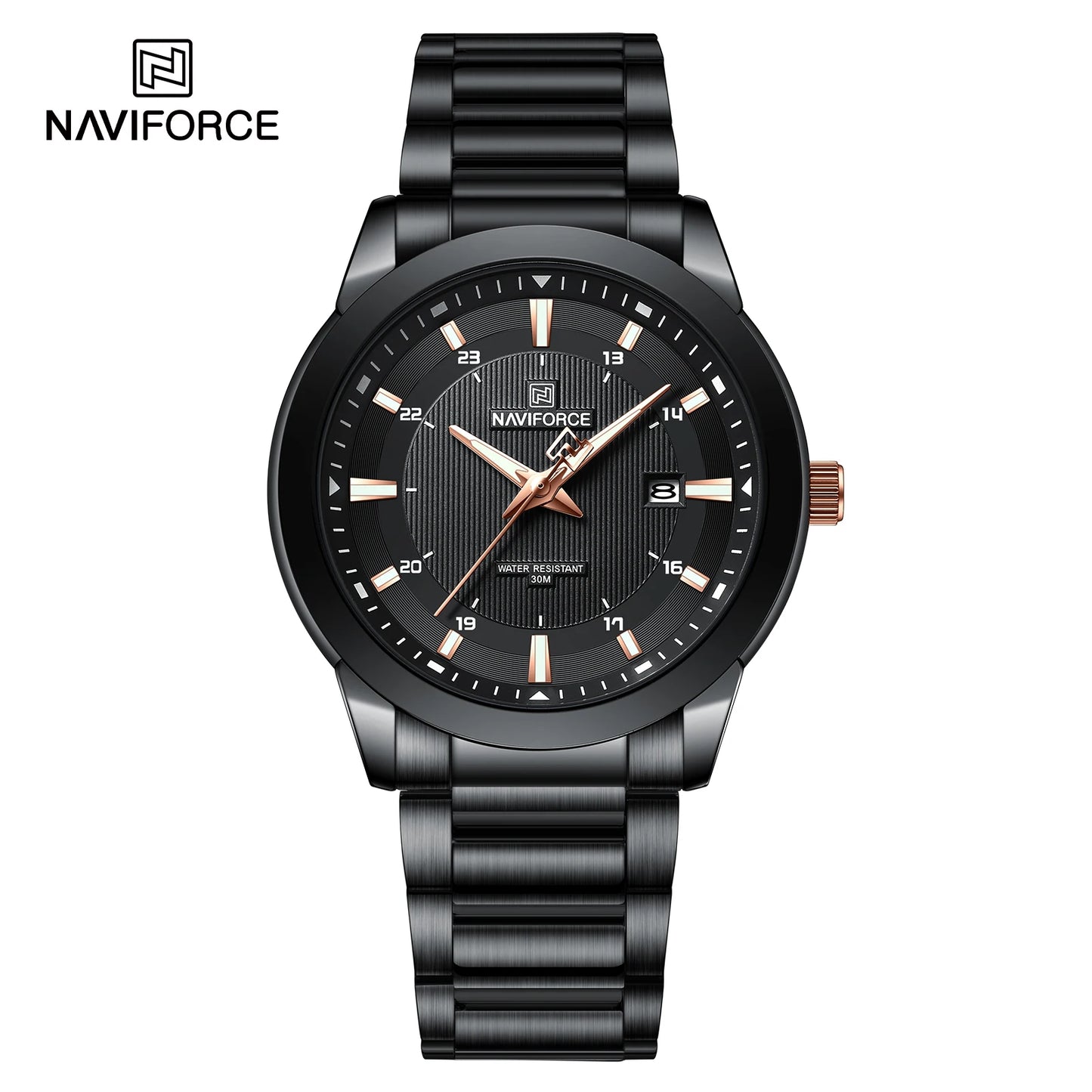 2024 Top Brand NAVIFORCE Mens Watches Stainless Steel Strap Casual Male Quartz Sports Wristwatch Luxury Waterproof Date Clock