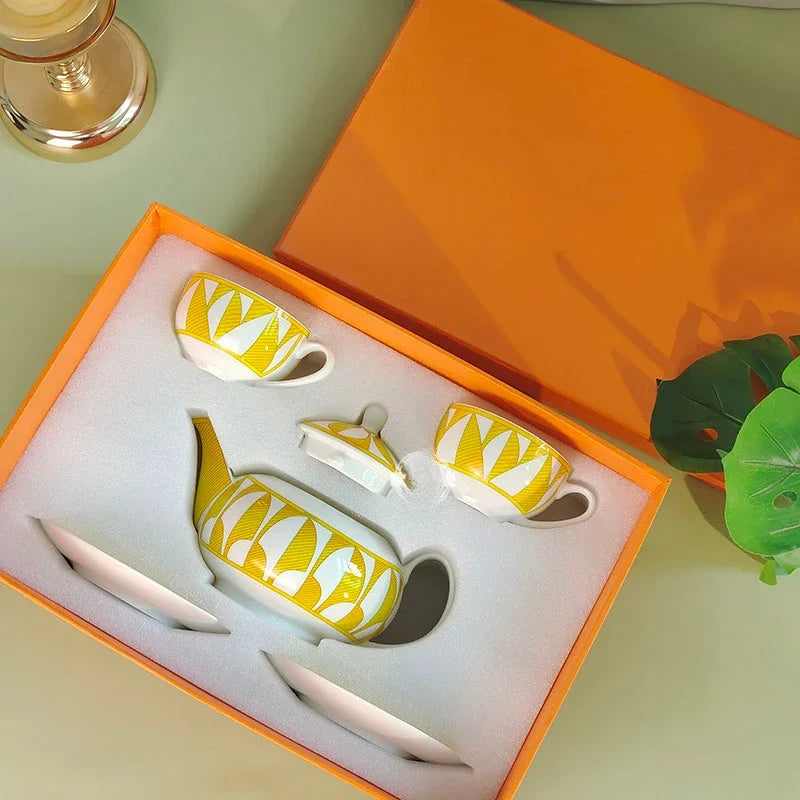 European style tableware, bone china, geometric creativity, home style steak plate dining plate, sunshine cup and plate set gift