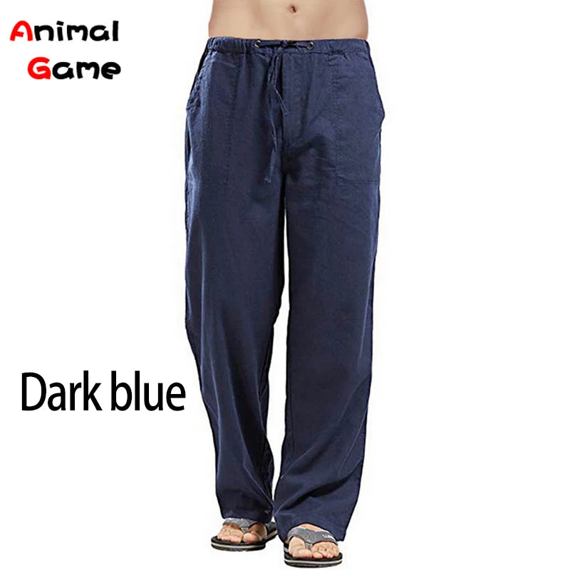Spring Linen Wide Men Pants Korean Trousers Oversize Cotton Streetwear Male New Yoga Pants Casual Men Clothing Sweatpants
