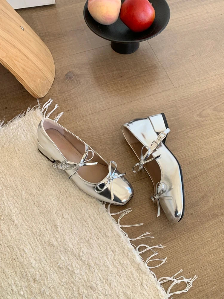 2025 Spring Autumn Women Mary Jane Shoes Fashion Butterfly-knot Shoes Casual Low Heel Dress Street Style Shoes