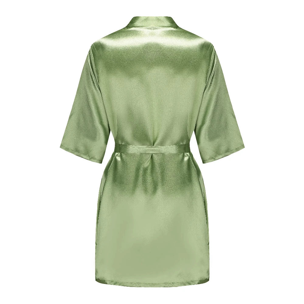 Satin Silk Robes Plus Size Wedding Bathrobe Bride Bridesmaid Mother Maid of Honor Gown Women Clothing Sleepwear Sage Green