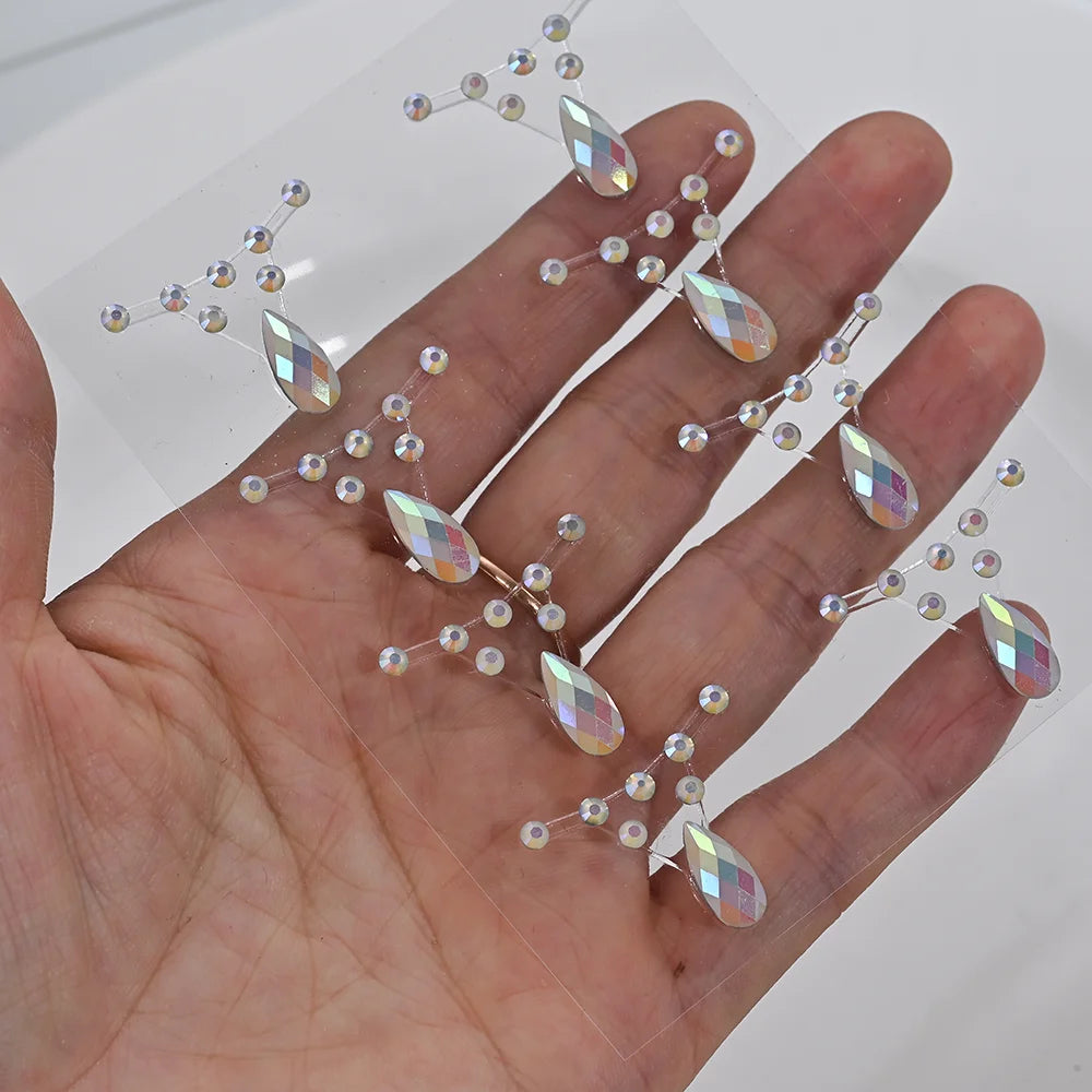 1Pcs 3D Hollow Star/Heart Face Gem Tattoos Stickers Self-Adhesive Crystal Jewelry Tattoo DIY Eye/Body Makeup Decor Rhinestones *