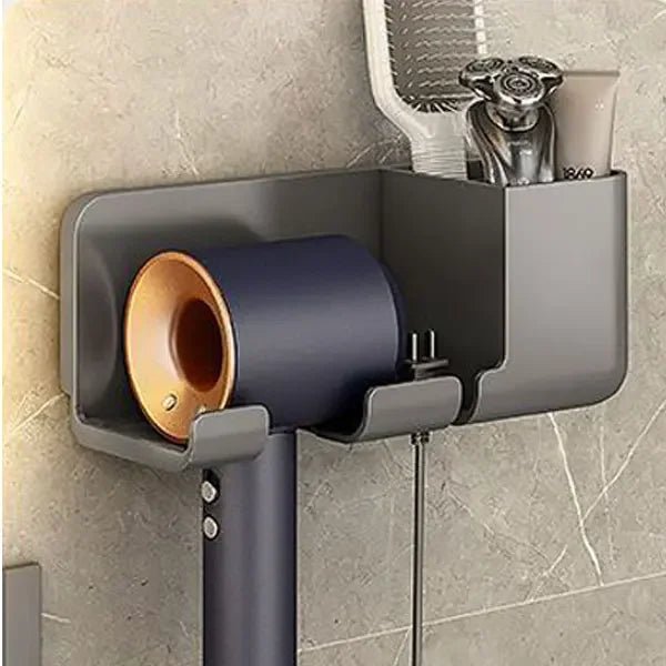 Hair Dryer Holder Wall Bathroom Shelf Without Drilling Plastic Hair Dryer Stand with Storage Box Toilet Blower Holder Shelf