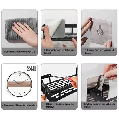 1/2/3pcs No Drill Wall Bathroom Shelf Aluminum Alloy Shampoo Rack Makeup Storage Organizer Shower Shelf Bathroom Accessories