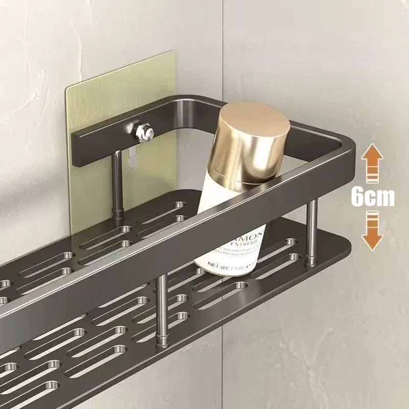 1/2/3pcs No Drill Wall Bathroom Shelf Aluminum Alloy Shampoo Rack Makeup Storage Organizer Shower Shelf Bathroom Accessories